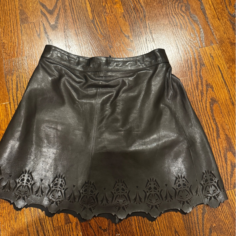 Rag and bones Laser-Cut Leather Mini Skirt - Black 0